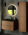 Meuble de salle de bain Sova - 80 cm - Chêne Chaud - Lavabo Noir