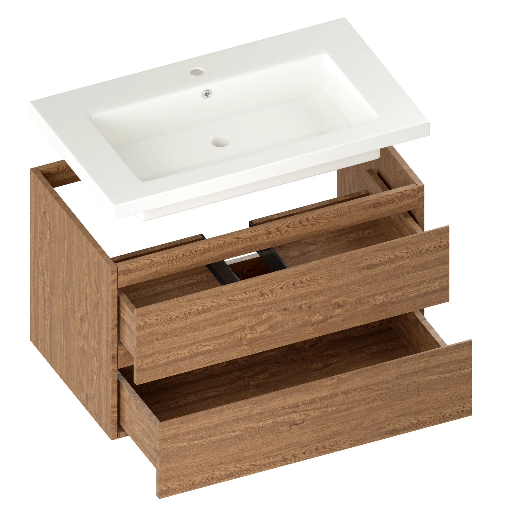 Meuble de salle de bain Sova - 80 cm - Chêne Chaud - Lavabo Blanc