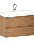 Meuble de salle de bain Sova - 80 cm - Chêne Chaud - Lavabo Blanc