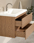 Meuble de salle de bain Sova - 80 cm - Chêne Chaud - Lavabo Blanc