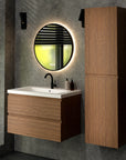 Meuble de salle de bain Sova - 80 cm - Chêne Chaud - Lavabo Blanc