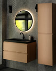 Meuble de salle de bain Sova - 80 cm - Chêne Clair - Lavabo Noir