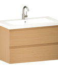 Meuble de salle de bain Sova - 80 cm - Chêne Clair - Lavabo Blanc
