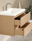 Meuble de salle de bain Sova - 80 cm - Chêne Clair - Lavabo Blanc