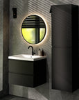 Meuble de salle de bain Karo - 60 cm - Noir Mat - Lavabo Blanc - Précommander