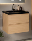 Ensemble meuble vasque Monaco – 60 cm – Chêne Clair – Lavabo Noir