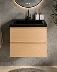 Ensemble meuble vasque Monaco – 60 cm – Chêne Clair – Lavabo Noir