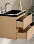 Ensemble meuble vasque Monaco – 60 cm – Chêne Clair – Lavabo Noir
