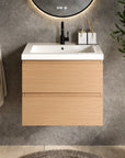 Ensemble meuble vasque Amara – 60 cm – Chêne Clair – Lavabo Blanc