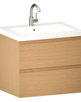 Meuble de salle de bain Karo - 60cm - Chêne Clair - Lavabo Blanc