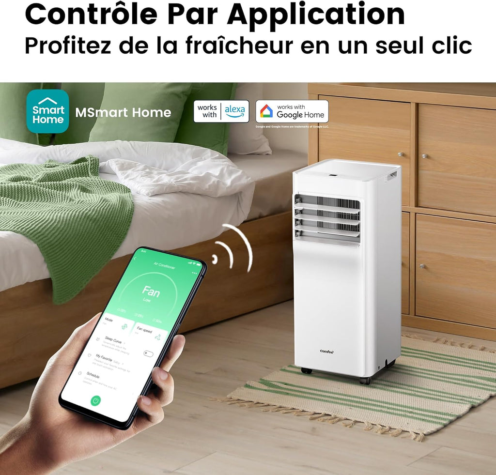 Comfee Breezy Cool Pro 2.0 climatiseur mobile 7000 BTU 2,0 kW WiFi App R290 jusqu'à 25m²