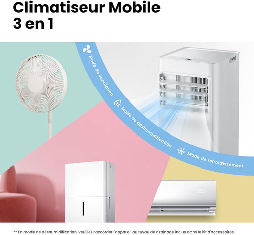 Comfee Breezy Cool 2.6 climatiseur mobile 9000 BTU 2,6 kW WiFi App R290 jusqu'à 33m²