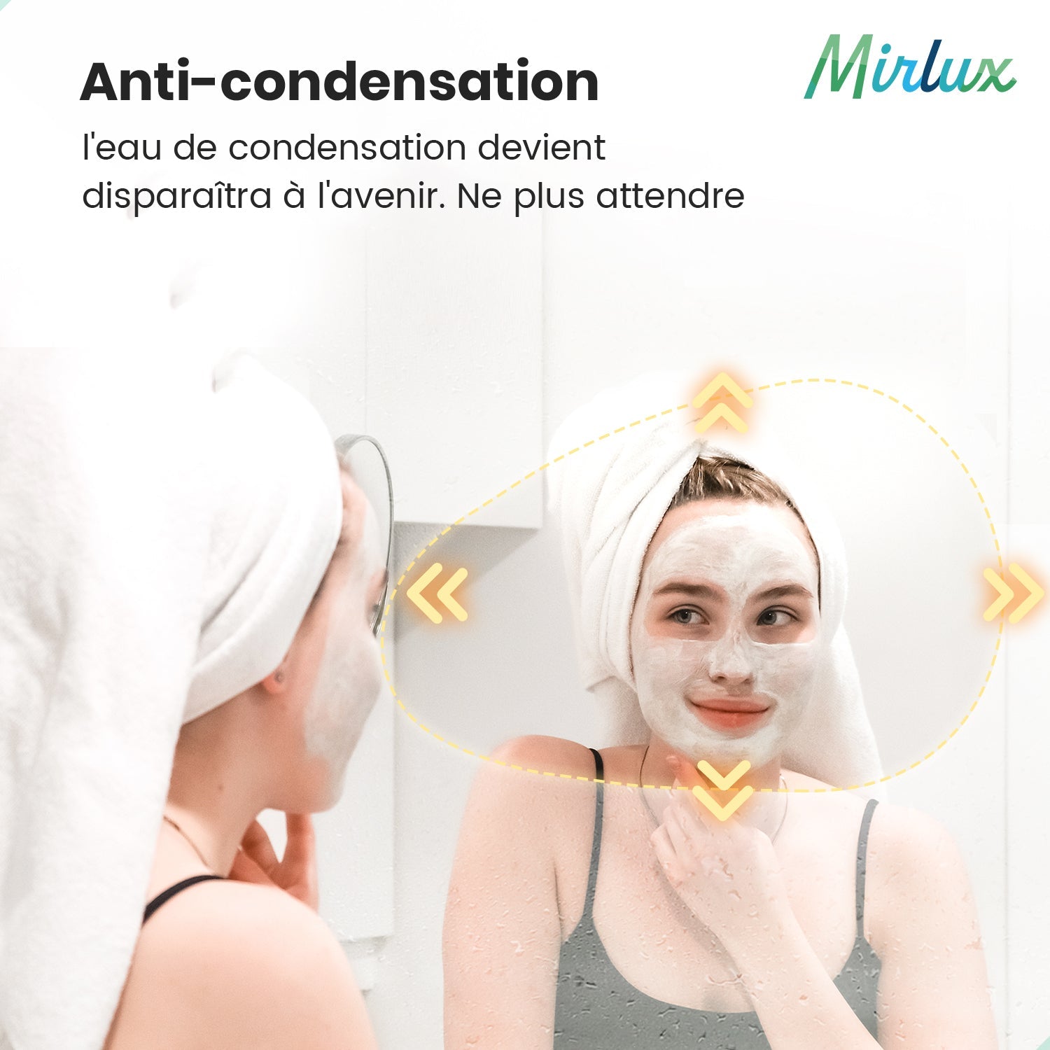 Miroir de salle de bain - 120x75cm Asymétrique - Sans cadre - Précommander