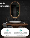 Miroir de salle de bains - 100x50cm Ovale - Cadre noir - Précommander