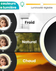 Miroir de maquillage - Hauteur réglable - Chrome - Grossissement 1-10x