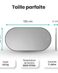 Miroir de salle de bains - 120x60cm Ovale - Cadre noir