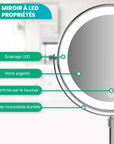 Miroir de maquillage - Hauteur réglable - Chrome - Grossissement 1-10x
