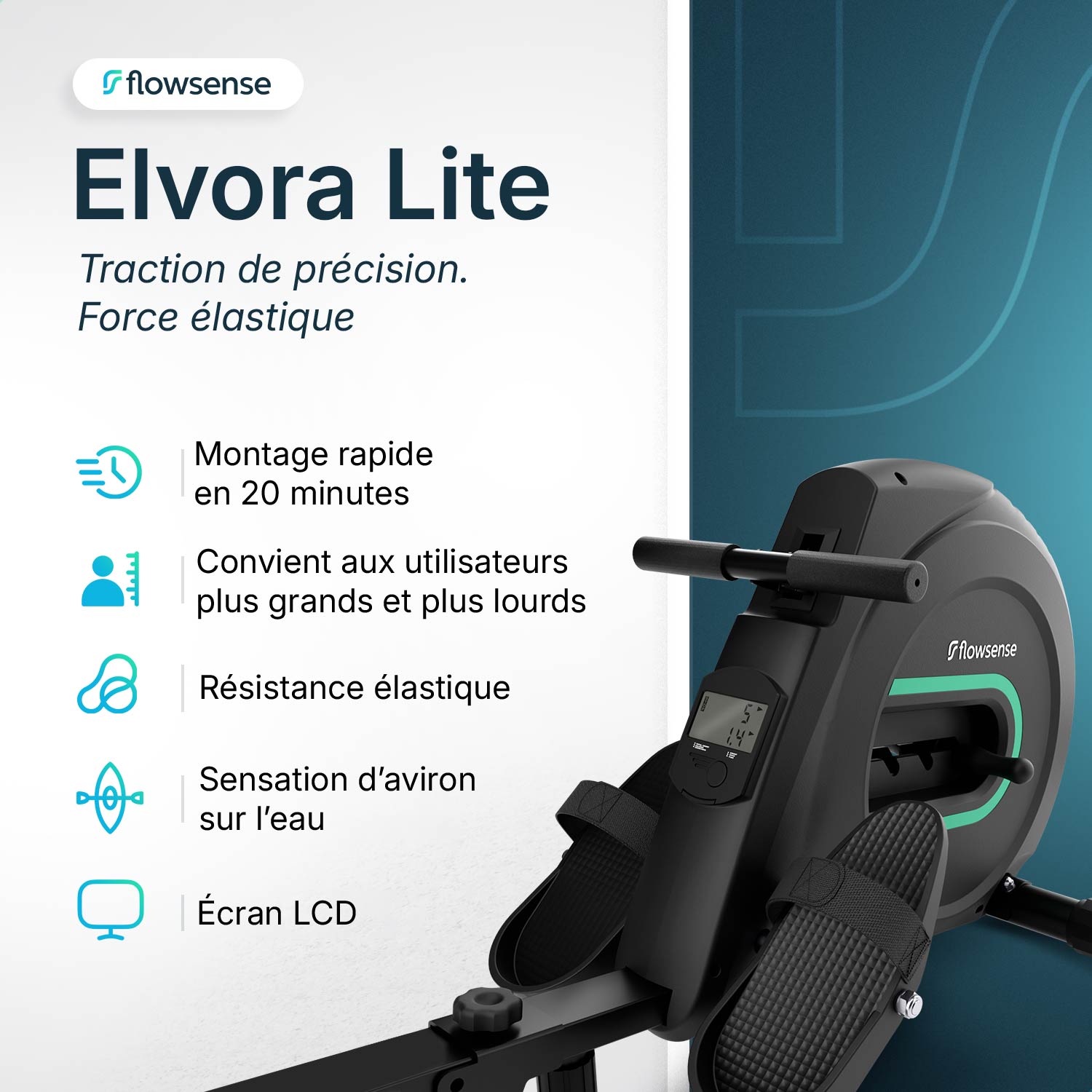 Rameur Elvora Lite - Résistance élastique