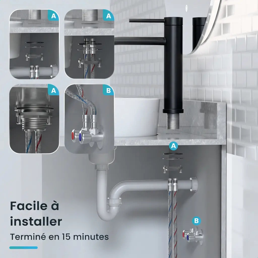 Mitigeur de lavabo – WC – Noir [ARIADNE] - Précommander