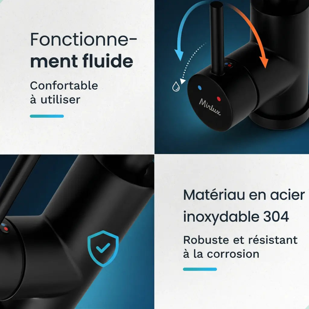 Mitigeur de lavabo – WC – Noir [KALLISTA]