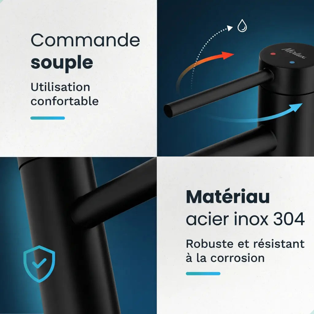 Mitigeur de lavabo – WC – Noir [ARIADNE] - Précommander