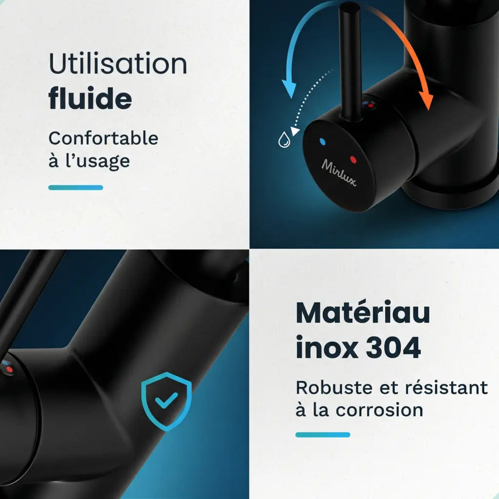 Mitigeur de lavabo – WC – Noir [THALIA]