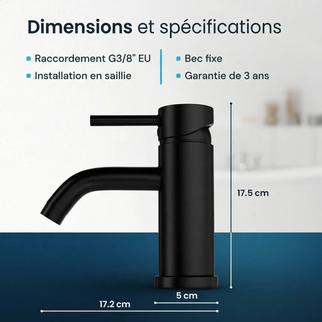 Mitigeur de lavabo – WC – Noir [ARIADNE] - Précommander