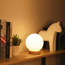 Lampe de chevet en bois tactile