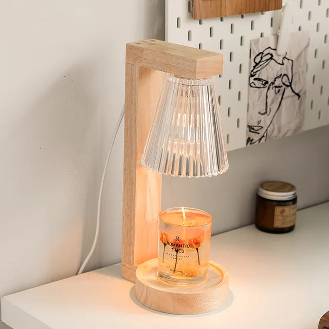 Lampe de Chevet Chauffe-Bougie en Bois - Lampes de chevets