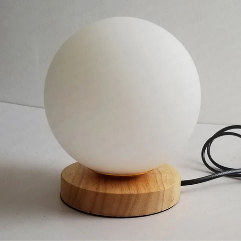 Lampe de chevet en bois tactile