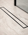 Caniveau de douche – 70 cm – Noir mat – Grille à carreaux – Acier inoxydable – avec bride