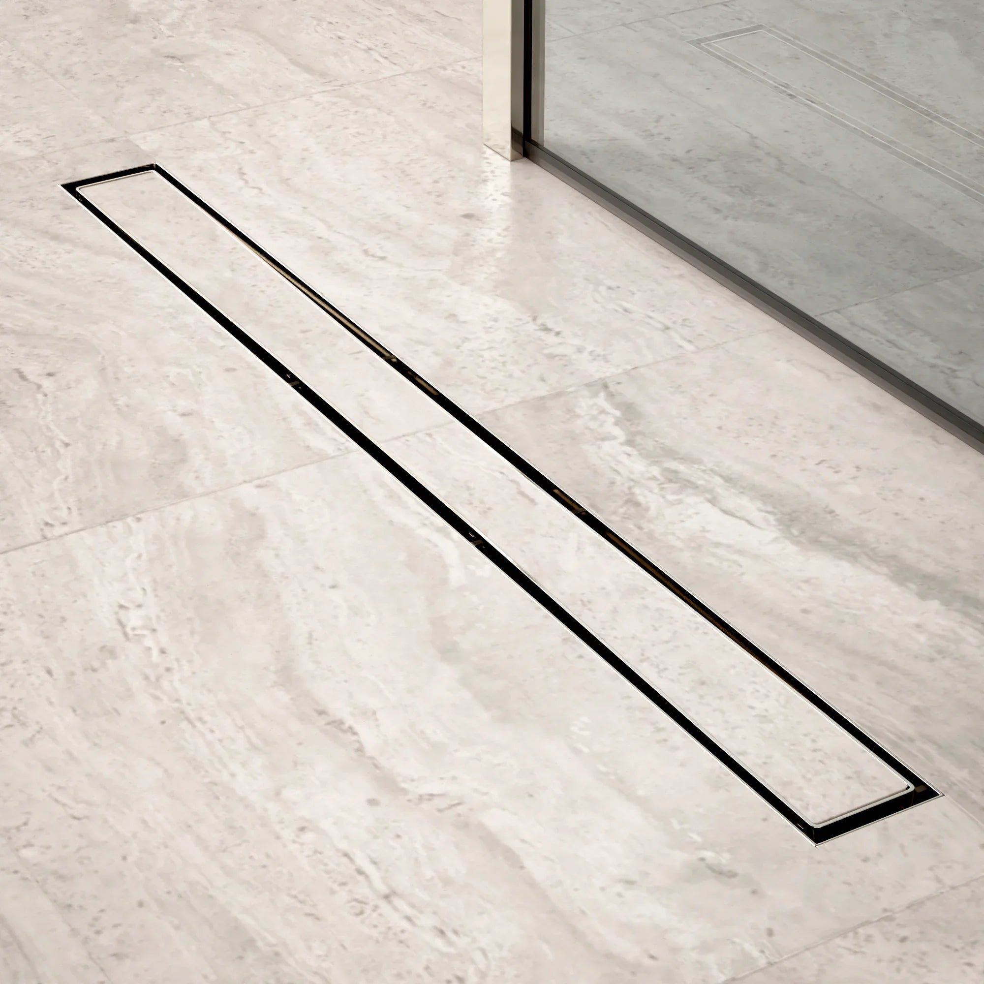 Caniveau de douche – 80 cm – Grille à carreaux – Acier inoxydable – avec bride - Précommander