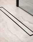 Caniveau de douche – 80 cm – Noir mat – Grille à carreaux – Acier inoxydable – avec bride