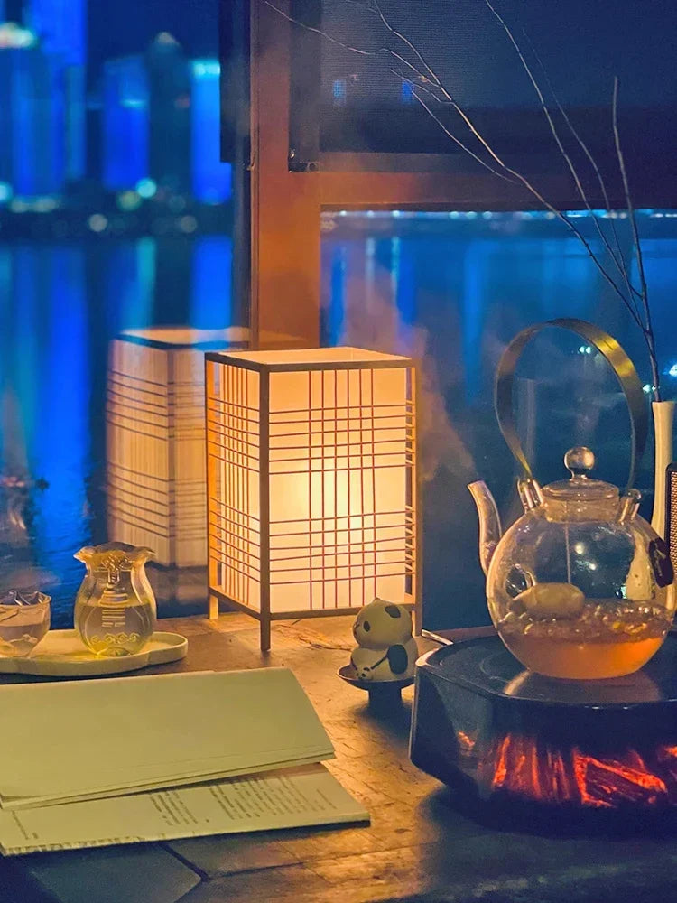 Lampe de Chevet Japonaise en Bois - Lampe Chevet Design