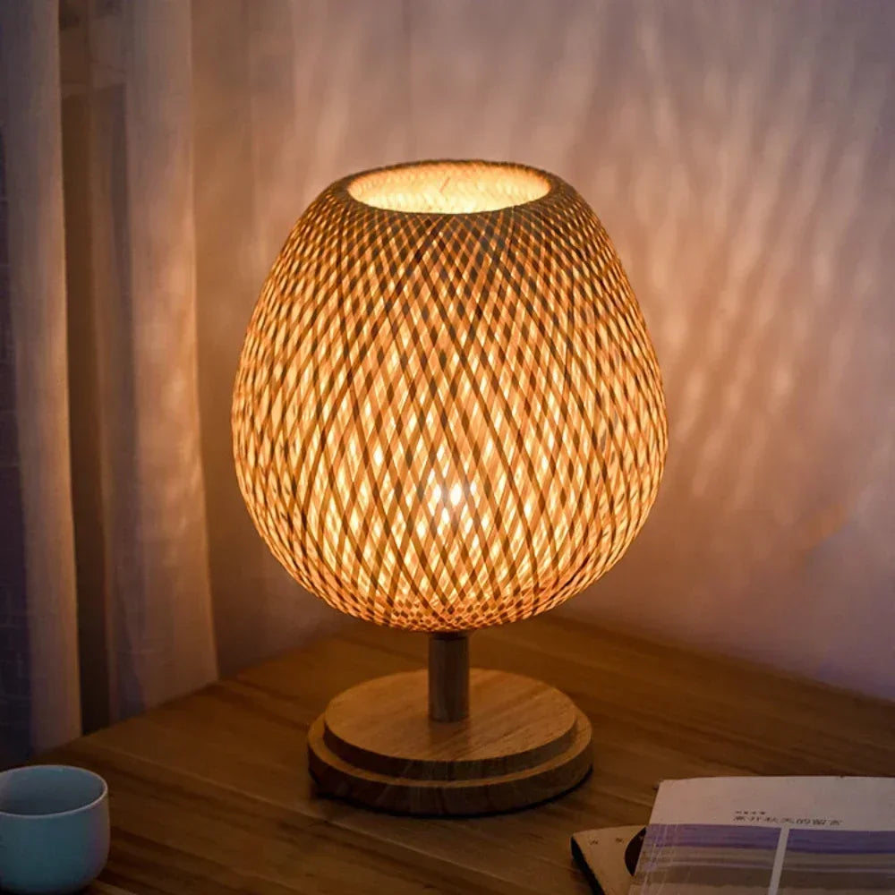 Lampe de Chevet en Bambou Naturel - Lampe Chevet Design