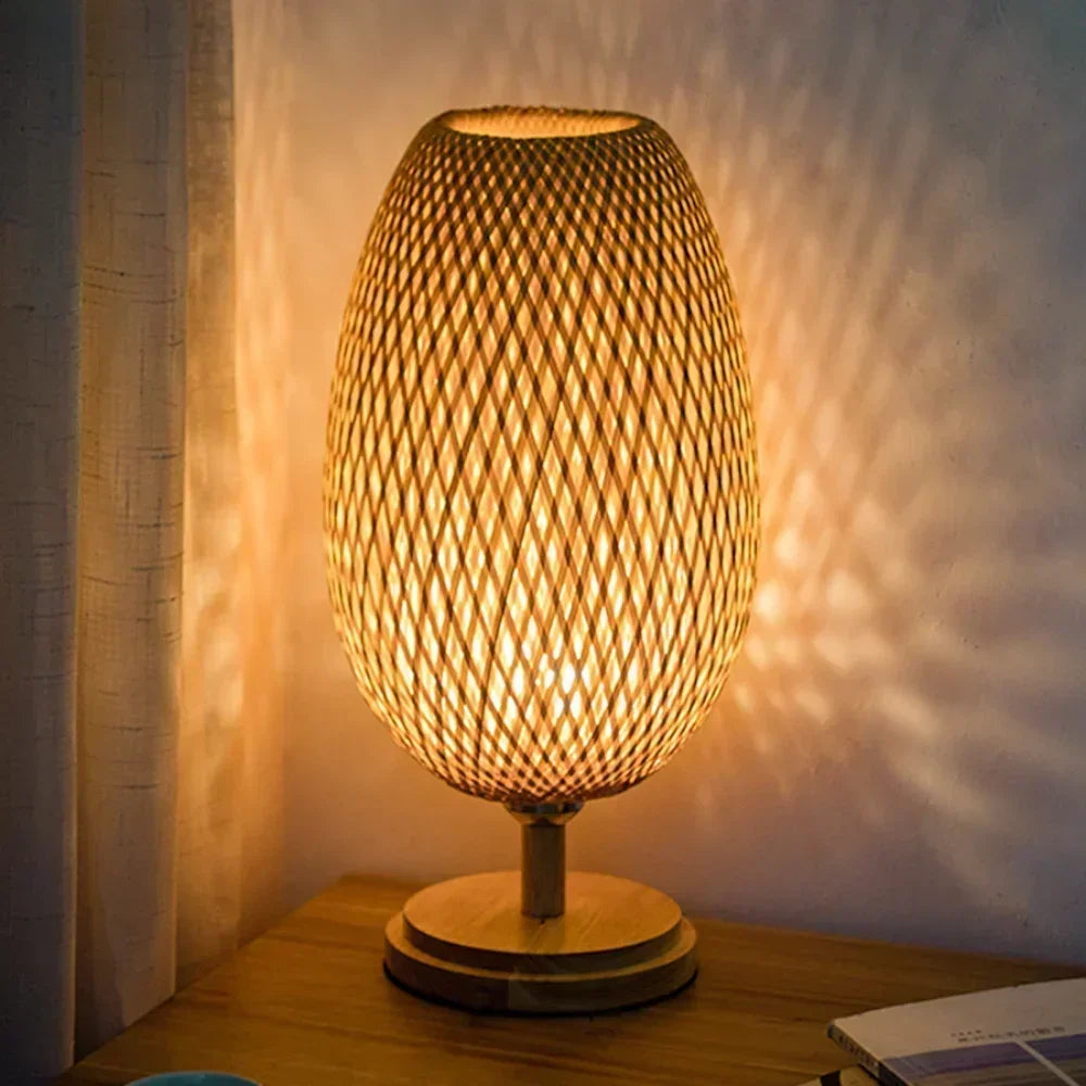 Lampe de Chevet en Bambou Naturel - Lampe Chevet Design