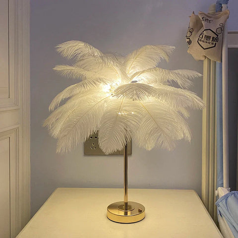 Lampe de chevet design à plumes
