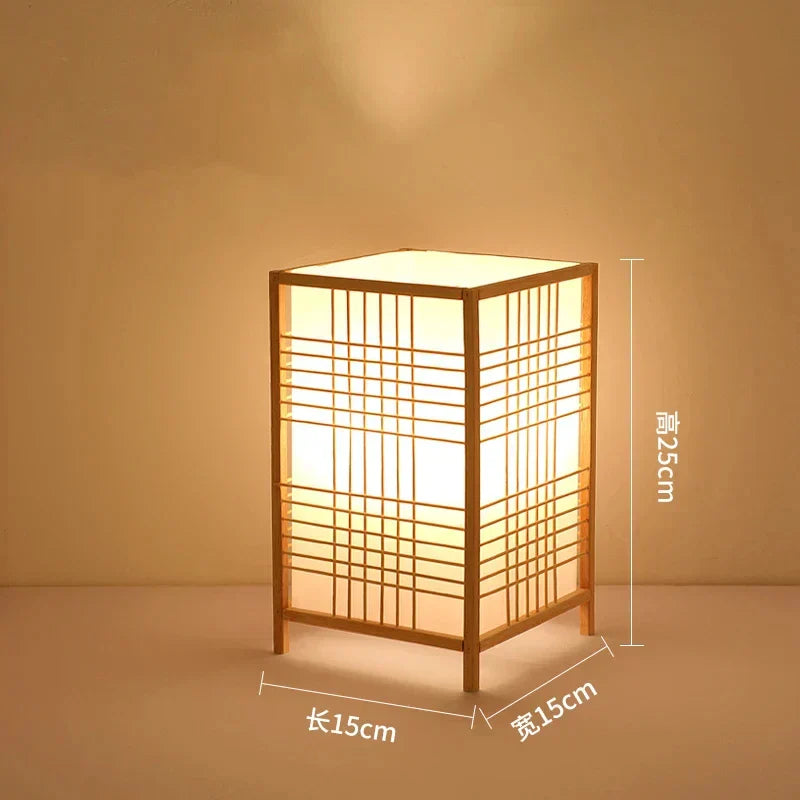 Lampe de Chevet Japonaise en Bois - Lampe Chevet Design