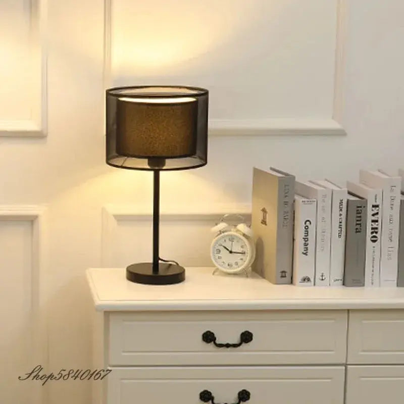 Lampe de chevet en tissu à Double couche - Lampe Chevet Design