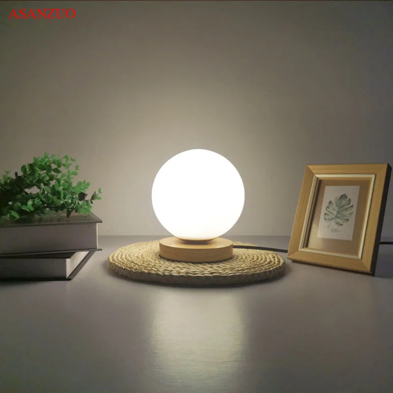 Lampe de chevet en bois tactile