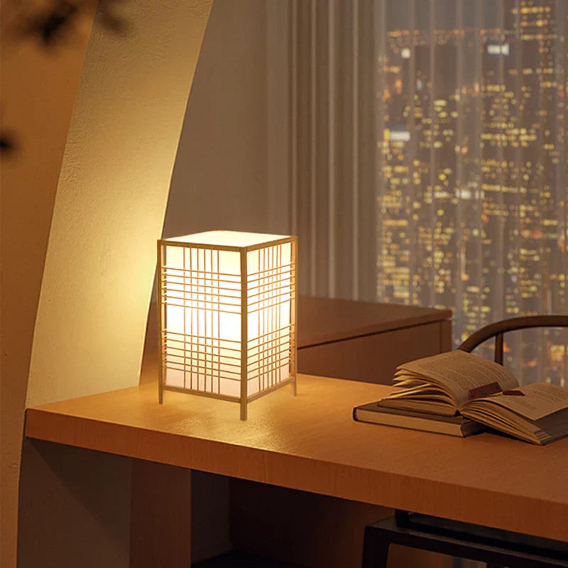 Lampe de Chevet Japonaise en Bois - Lampe Chevet Design