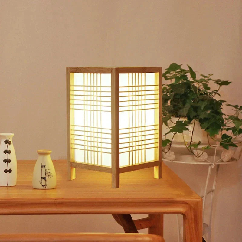 Lampe de Chevet Japonaise en Bois - Lampe Chevet Design