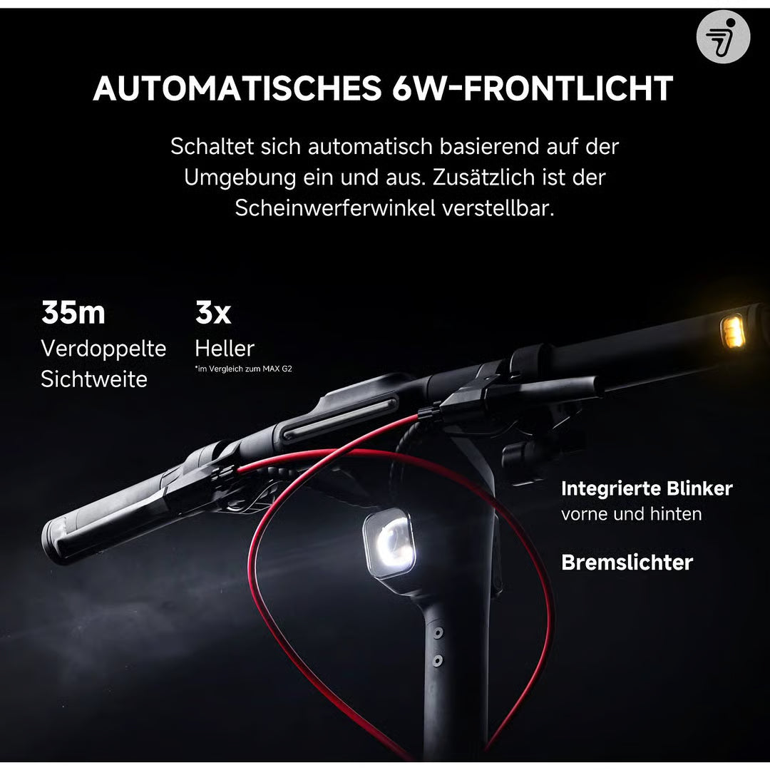 SEGWAY Ninebot MAX G3 D E-Scooter - 11 Zoll Elektroroller in Schwarz/Silber/Rot - Reichweite 80km, IPX6