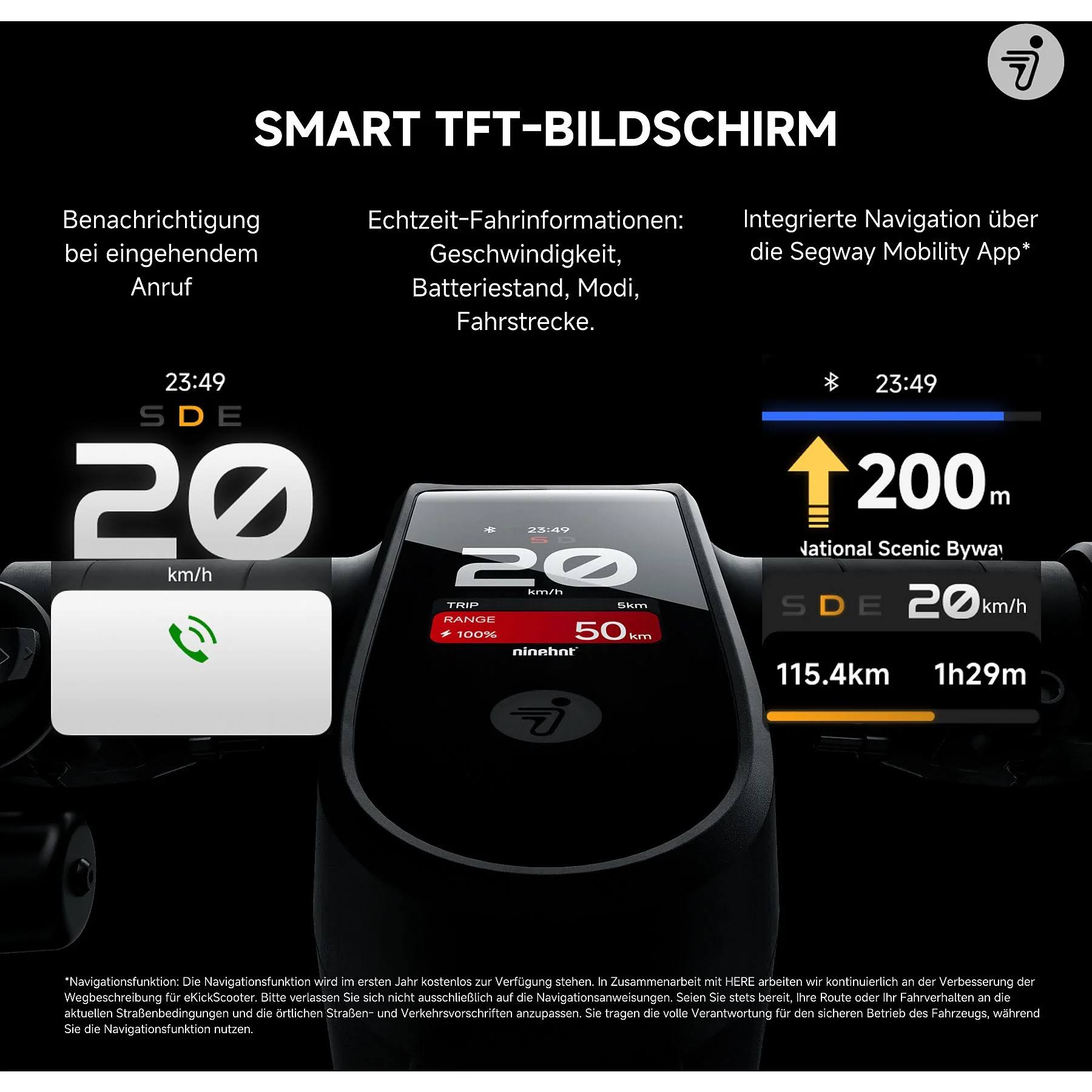 SEGWAY Ninebot MAX G3 D E-Scooter – 11 Zoll Elektroroller in Schwarz/Silber/Rot