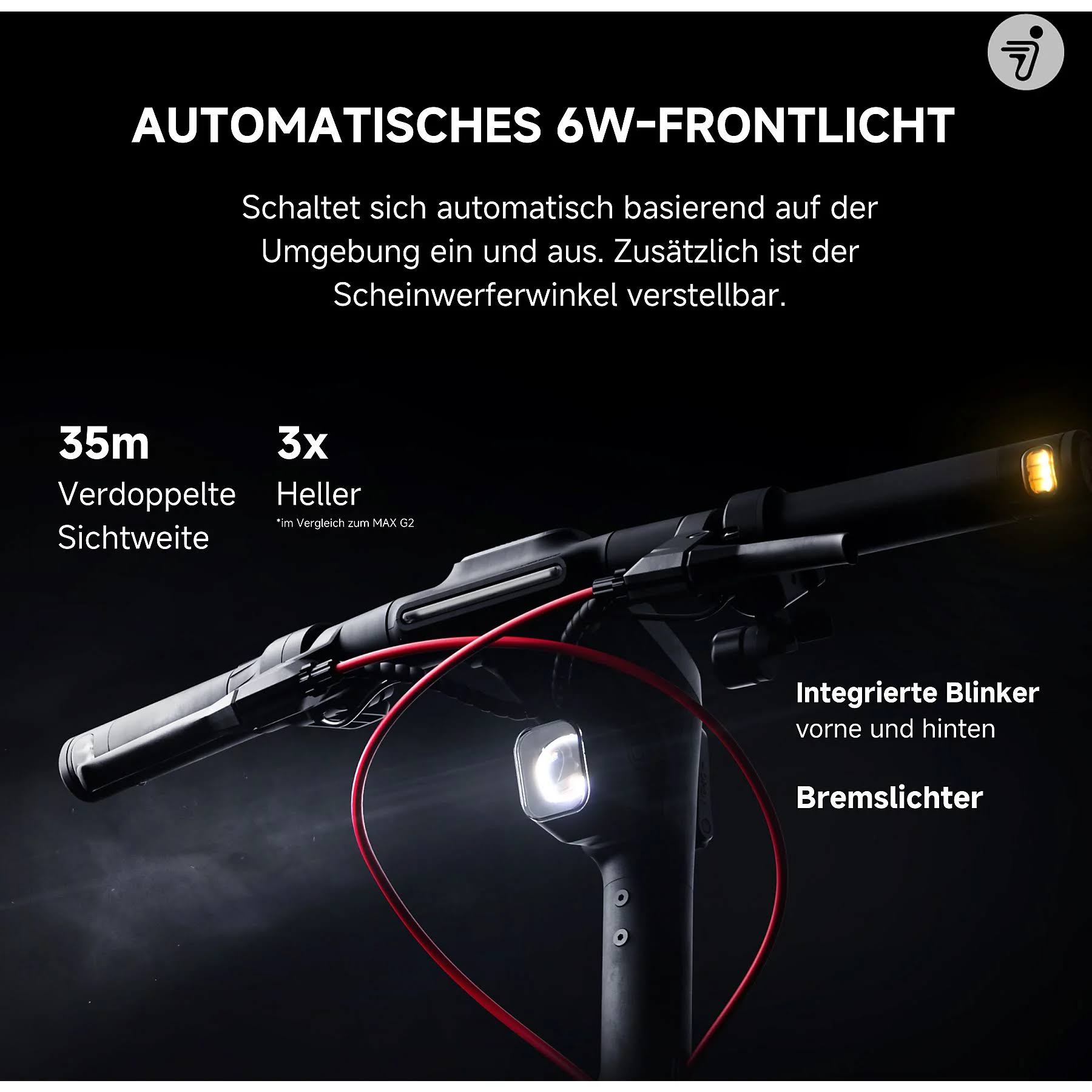 SEGWAY Ninebot MAX G3 D E-Scooter – 11 Zoll Elektroroller in Schwarz/Silber/Rot