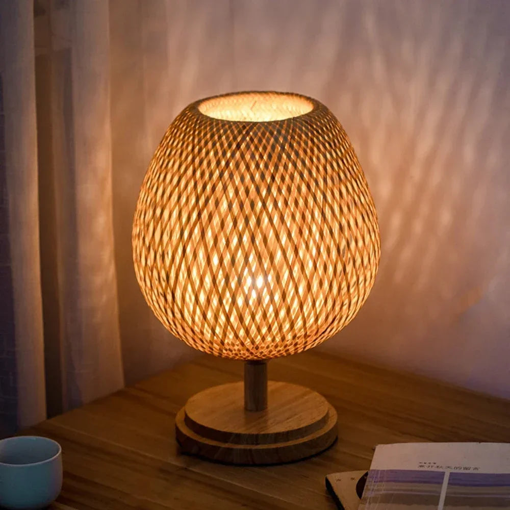 Lampe de Chevet en Bambou Naturel - Lampe Chevet Design