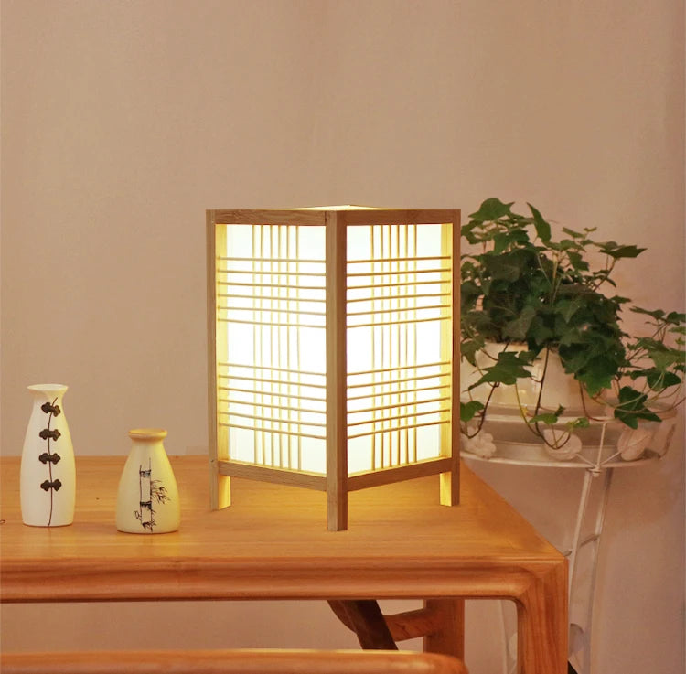 Lampe de Chevet Japonaise en Bois