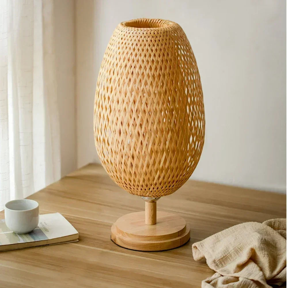 Lampe de Chevet en Bambou Naturel - Lampe Chevet Design