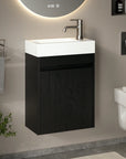 Meuble vasque Elen – 40 cm – Chêne Noir – Lavabo Blanc
