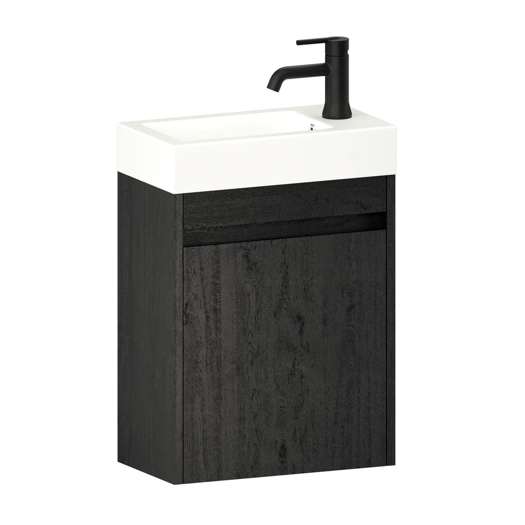 Meuble vasque Elen – 40 cm – Chêne Noir – Lavabo Blanc